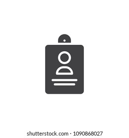User badge vector icon. filled flat sign for mobile concept and web design. Id card simple solid icon. Symbol, logo illustration. Pixel perfect vector graphics