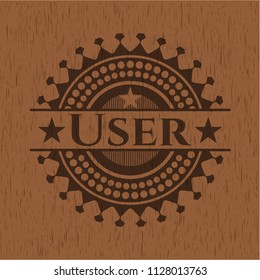 User badge with wood background