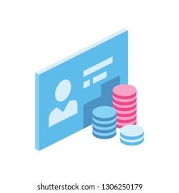 User balance 3d vector icon isometric pink and blue color minimalism illustrate