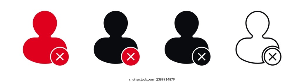 User ban account icon. Deleted or blocked web profile interface with vector offline warning
