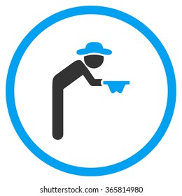 User Beggar vector icon. Style is bicolor flat circled symbol, blue and gray colors, rounded angles, white background.