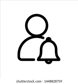 
user with bell or notification icon. symbol of business people with trendy flat style icon for web site design, logo, app, UI isolated on white background. vector illustration eps 10