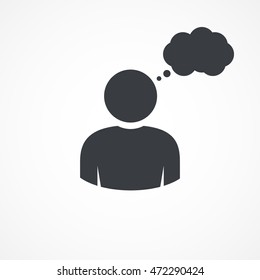 User with blank speech bubble icon