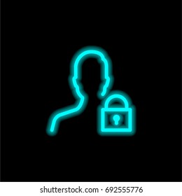 User blue glowing neon ui ux icon. Glowing sign logo vector