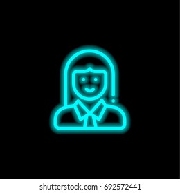 User blue glowing neon ui ux icon. Glowing sign logo vector