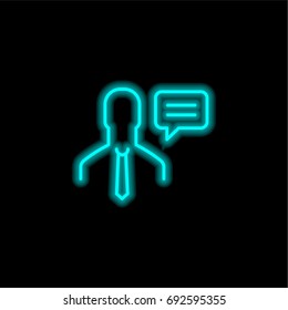 User blue glowing neon ui ux icon. Glowing sign logo vector