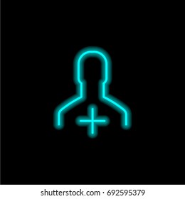 User blue glowing neon ui ux icon. Glowing sign logo vector