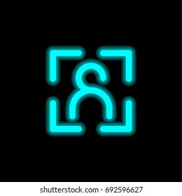 User blue glowing neon ui ux icon. Glowing sign logo vector