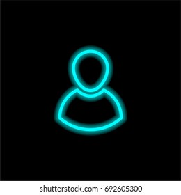 User blue glowing neon ui ux icon. Glowing sign logo vector