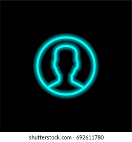 User blue glowing neon ui ux icon. Glowing sign logo vector