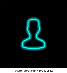 User blue glowing neon ui ux icon. Glowing sign logo vector
