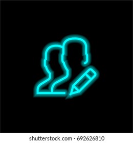 User blue glowing neon ui ux icon. Glowing sign logo vector