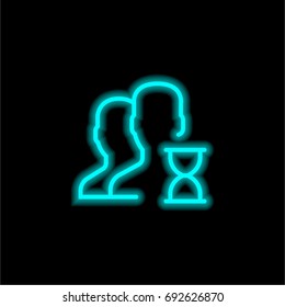 User blue glowing neon ui ux icon. Glowing sign logo vector
