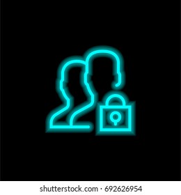 User blue glowing neon ui ux icon. Glowing sign logo vector