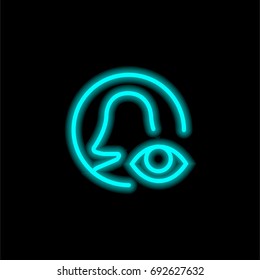 User blue glowing neon ui ux icon. Glowing sign logo vector