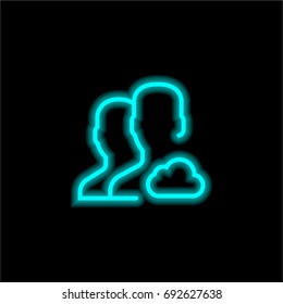User blue glowing neon ui ux icon. Glowing sign logo vector