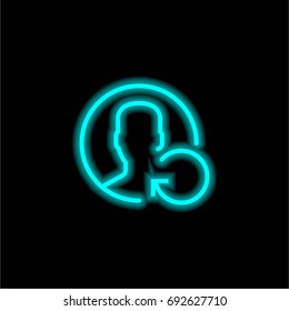 User blue glowing neon ui ux icon. Glowing sign logo vector
