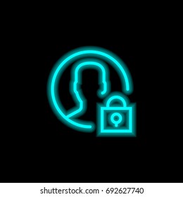 User blue glowing neon ui ux icon. Glowing sign logo vector