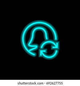 User blue glowing neon ui ux icon. Glowing sign logo vector