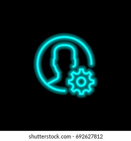 User blue glowing neon ui ux icon. Glowing sign logo vector