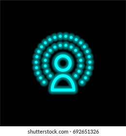 User blue glowing neon ui ux icon. Glowing sign logo vector