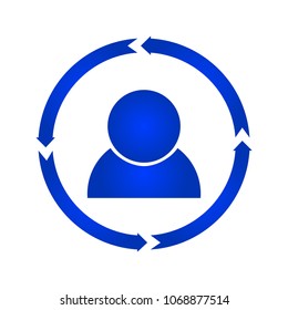 User blue turn icon. vector illustration. flat style