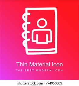 User book hand drawn symbol red and pink gradient material white icon minimal design