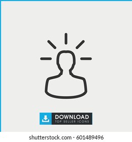 user bulb icon. simple outline user bulb vector icon. on white background.