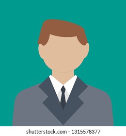 user or business man avatar. vector flat illustration