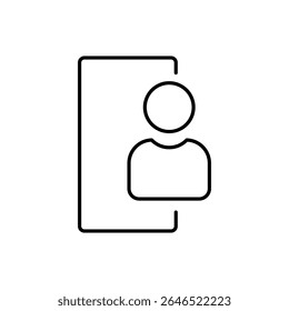 Usuário por Smartphone Outline Sign for Graphic and Web Design, Apps, Adverts, Various Cards 