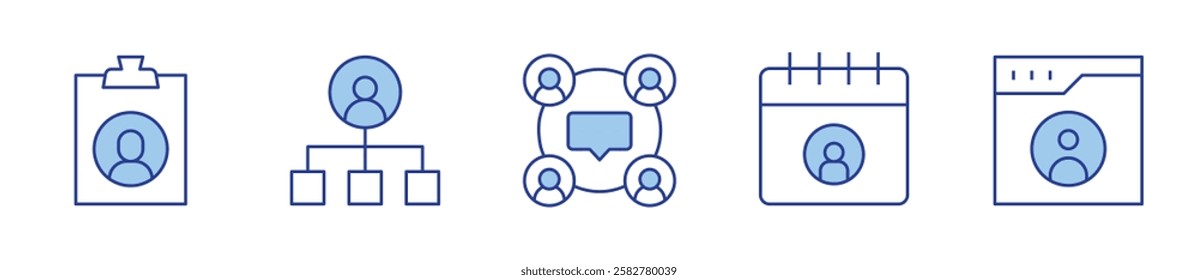 
user, calendar. User Icon vector illustration. Line Duotone style. Editable stroke.