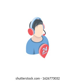 User call operator help support. Vector 3d isometric, color web icon, new flat style. Creative illustration design, idea for infographics.