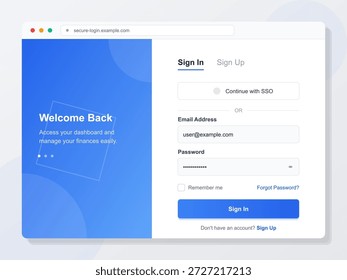 Der Benutzer kann auf sein Dashboard zugreifen, um die Finanzen mithilfe der auf der Benutzeroberfläche angezeigten Anmelde- oder Registrierungsoptionen zu verwalten. Einfaches Design für eine bessere Benutzererfahrung.