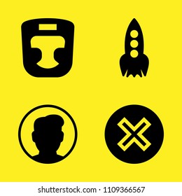 user, cancel, rocket and boxing vector icon set. Sample icons set for web and graphic design
