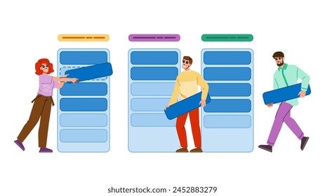 user card sorting website vector. experience usability, research information, navigation testing user card sorting website character. people flat cartoon illustration