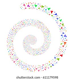 User carnival whirl spiral. Vector bright multicolored scattered icons.