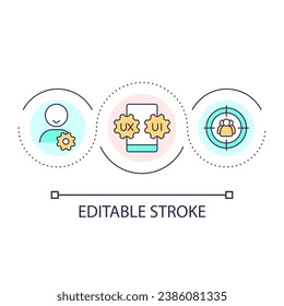 User centered application loop concept icon. Website usability. Digital service. UX design principle abstract idea thin line illustration. Isolated outline drawing. Editable stroke. Arial font used