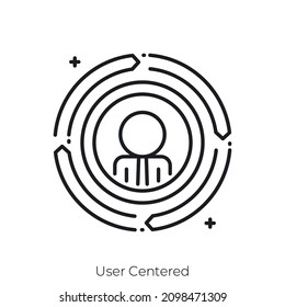 Icono Centrado en el usuario. Diseño de icono de estilo de esquema aislado en fondo blanco