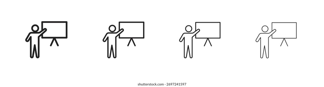 Colección de icono de pizarra de usuario. Signo de Vector de línea, símbolo para Web y móvil