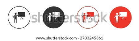 User chalkboard icon solid pictogram. Vector isolated illustration