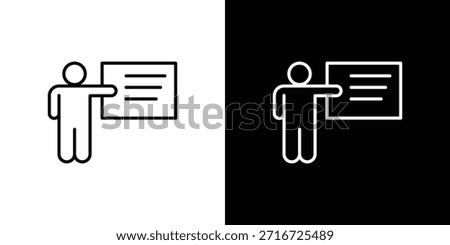 User chalkboard icons black and white vector, line icon set.