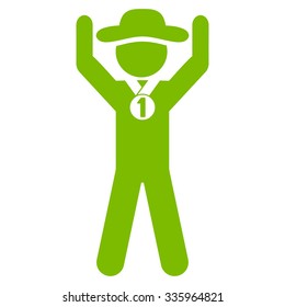 User Champion vector icon. Style is flat symbol, eco green color, rounded angles, white background.