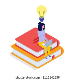 User character isometric. Vector illustration in flat style.