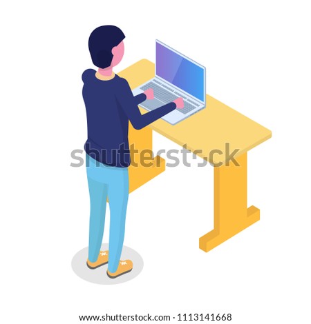 User character isometric. Vector illustration in flat style.