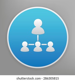 User chart design icon on blue button,clean vector