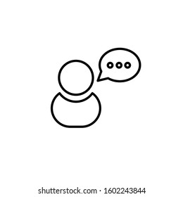 user chat line icon. user chat symbol.black color,white background.