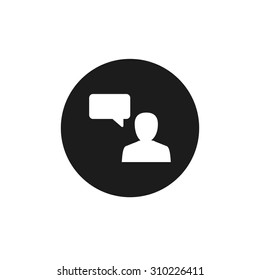 User with chat symbol Icon. Black Circle Pictogram. vector illustration