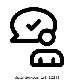 Icono de chat de usuario en estilo de contorno mínimo plano que representa la comunicación de conversación de mensajería y el concepto de interacción en línea