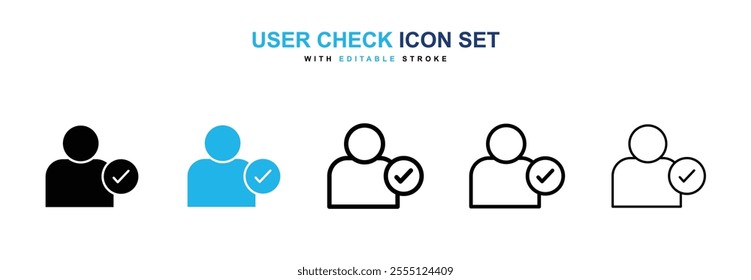 User check icon collection in black and blue colors