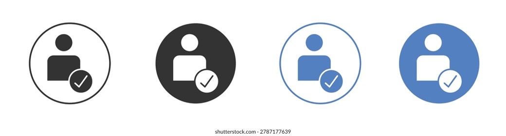 User check icon flat style. Doodle style icons